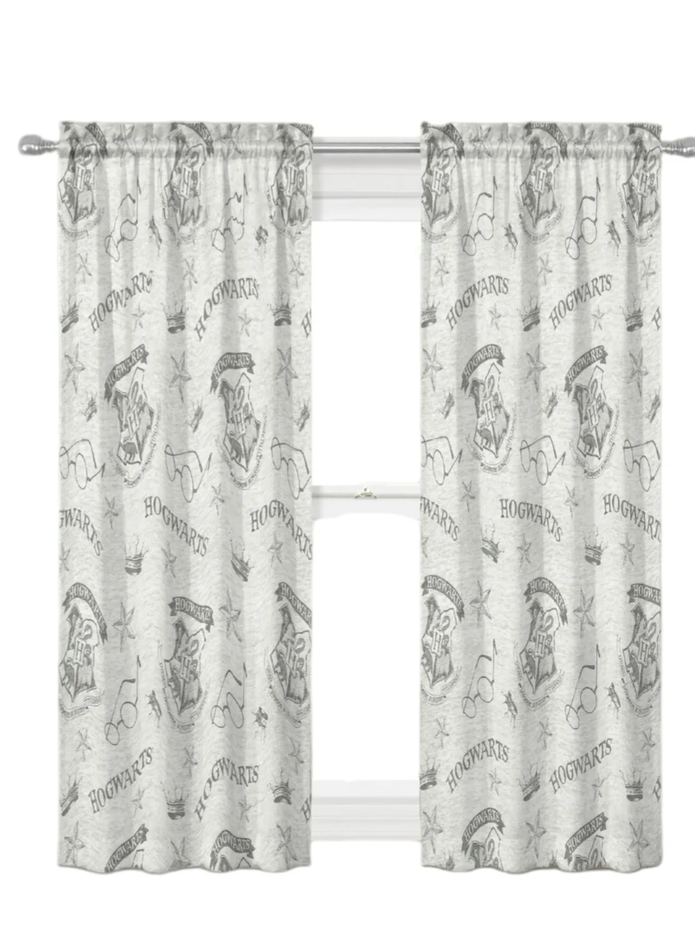 Harry Potter Hogwarts Gray Curtain Panels - Themed Window Drapes